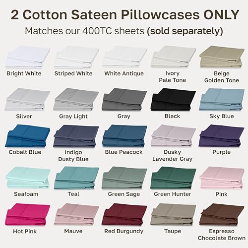 California Design Den Standard Queen Size Pillowcase Set - 400 Thread Count, 100% Cotton Sateen, Set of 2 Pillow Covers, Soft and Breathable - Hunter Green by California Design Den - Image 7