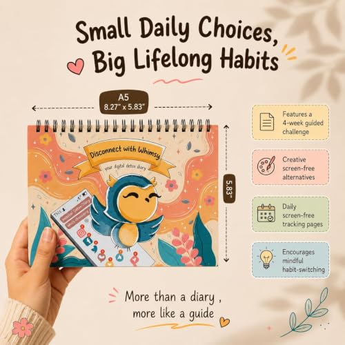 Image of 4-Week Digital Detox Diary for Kids, A5 Screen-Time Journal