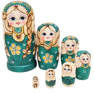 EXCEART 7 Stks Stapelen Matryoshkapoppen Meisje Patroon Houten Nestelen Poppen Russische Baboesjka Wens Pop Desktop…