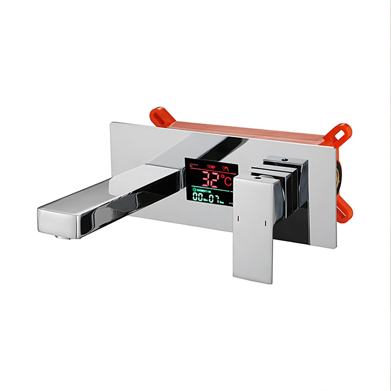 Riempitrice per vasca da bagno a parete,Rubinetto per lavabo a maniglia singola con display digitale,Rubinetto per lavabo in ottone,Cromo
