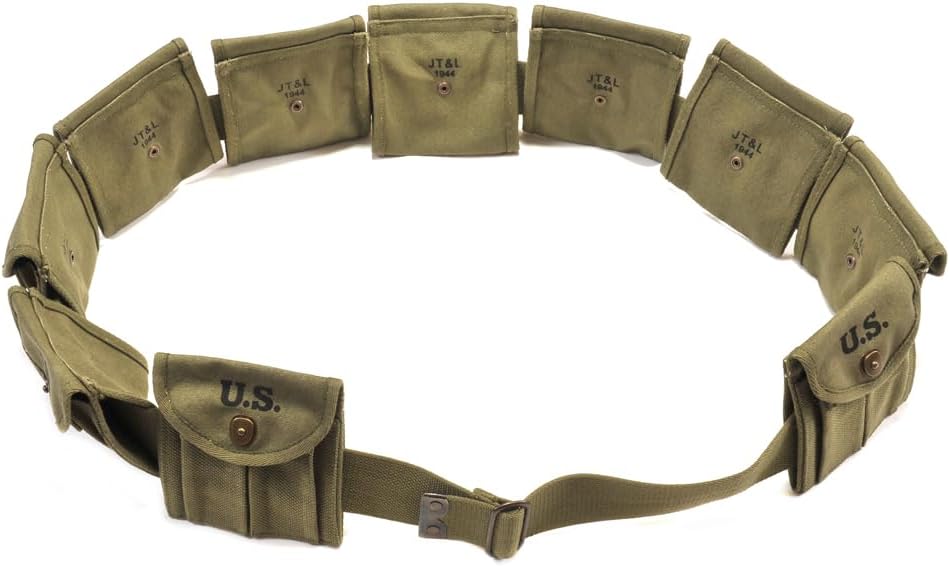 World War Supply M1 Carbine Bandolier with 10 Magazine Pouches Marked JT&L 1944