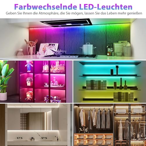 Dreamolour LED Vitrinenbeleuchtung 3M, 6Pcs Music Sync Streifen mit RF Fernbedienung & APP, Dimmable 5V USB Farbwechsel LED-Unterschrankbeleuchtung für Theke Regal Bücherregal TV-Rückseite-6x50cm
