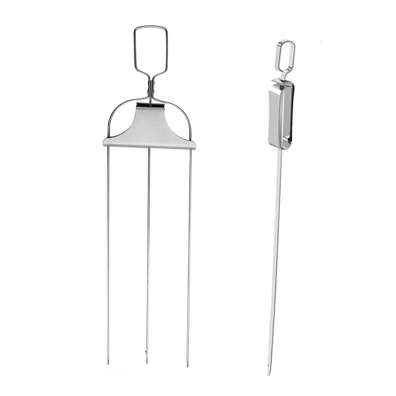 Buxuaaaa Of 2 Barbecue Fork Set Grilling Stick Stainless Steel Grill Skewers for Picnics and Gatherings Outdoor Cooking Tool BBQ Fork