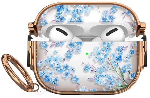 Image of Maxjoy for AirPods Pro 2nd /1st Generation Case with Lock, Clear AirPods Pro 2 Case Lock Protective Flower AirPod Pro Cover for Women Men with Keychain for Airpod Pro (2023 /2022 /2019), Blue