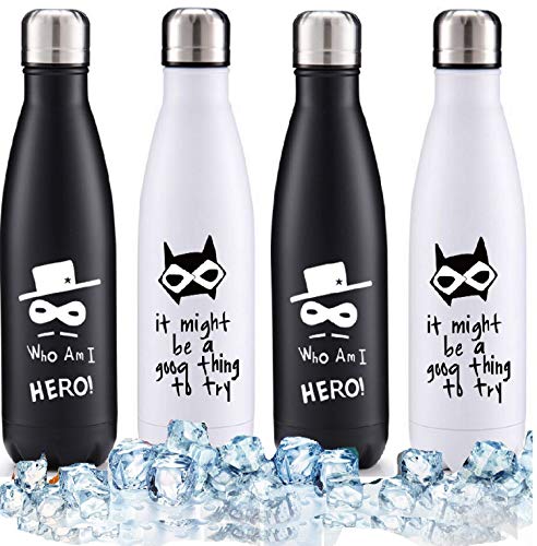 N3 ZELEK Metal Water Bottle LEAK PROOF No Sweating COOL Hot Water Bottle UNIQUE PRINT Chilly Water Bottle 500ml Insulated Water Bottle Keeps Hot 12h and Cold 24h Cola Type 17oz/500ml Coffee Flask