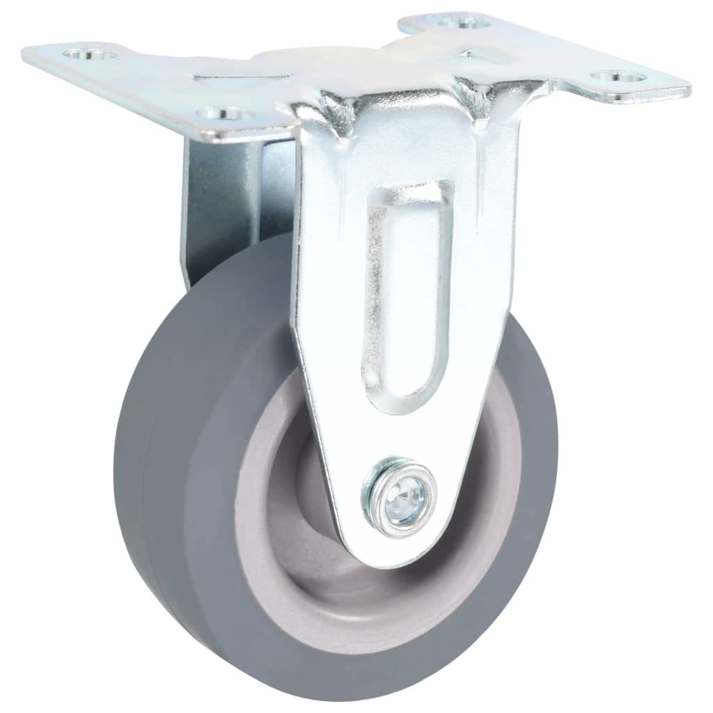 16 ruedas fijas de goma TPR de 50 mm con marco de hierro recubierto de zinc, ruedas giratorias robustas para taller, almacén, industria y transporte para un movimiento fiable de portacargas