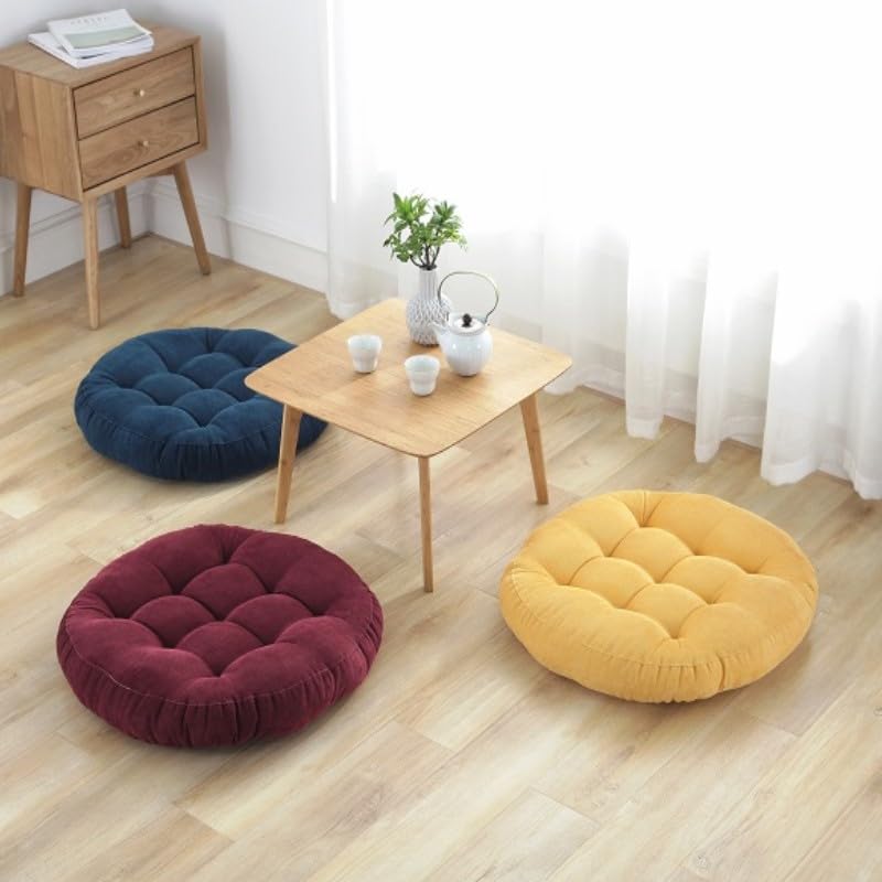 Großes rundes Sitzkissen für Kinder und Erwachsene, 55 cm, weiches Kissen für Yoga, Wohnzimmer, Büro, bequemes Sitzen, blau, perfekt für Stühle und Räume
