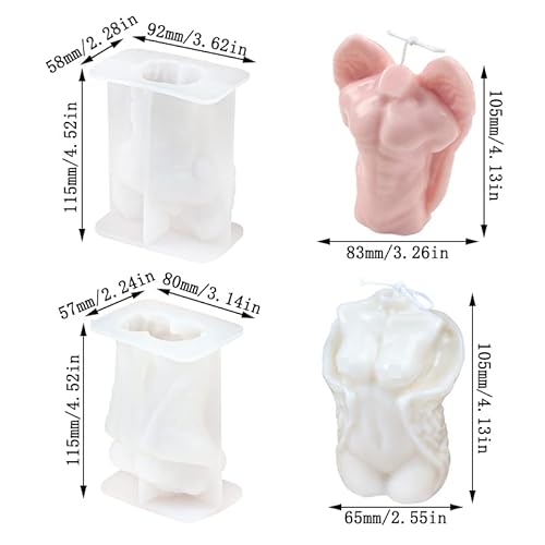 Cestony 2Pcs 3D Men And Female Angel Shape Candle Silicone Molds For Diy Candle Resin Pillar Aromatherapy Candles Wax Soap Flower Specimen Clay Craft Desk Decor Making Tools #TOP1