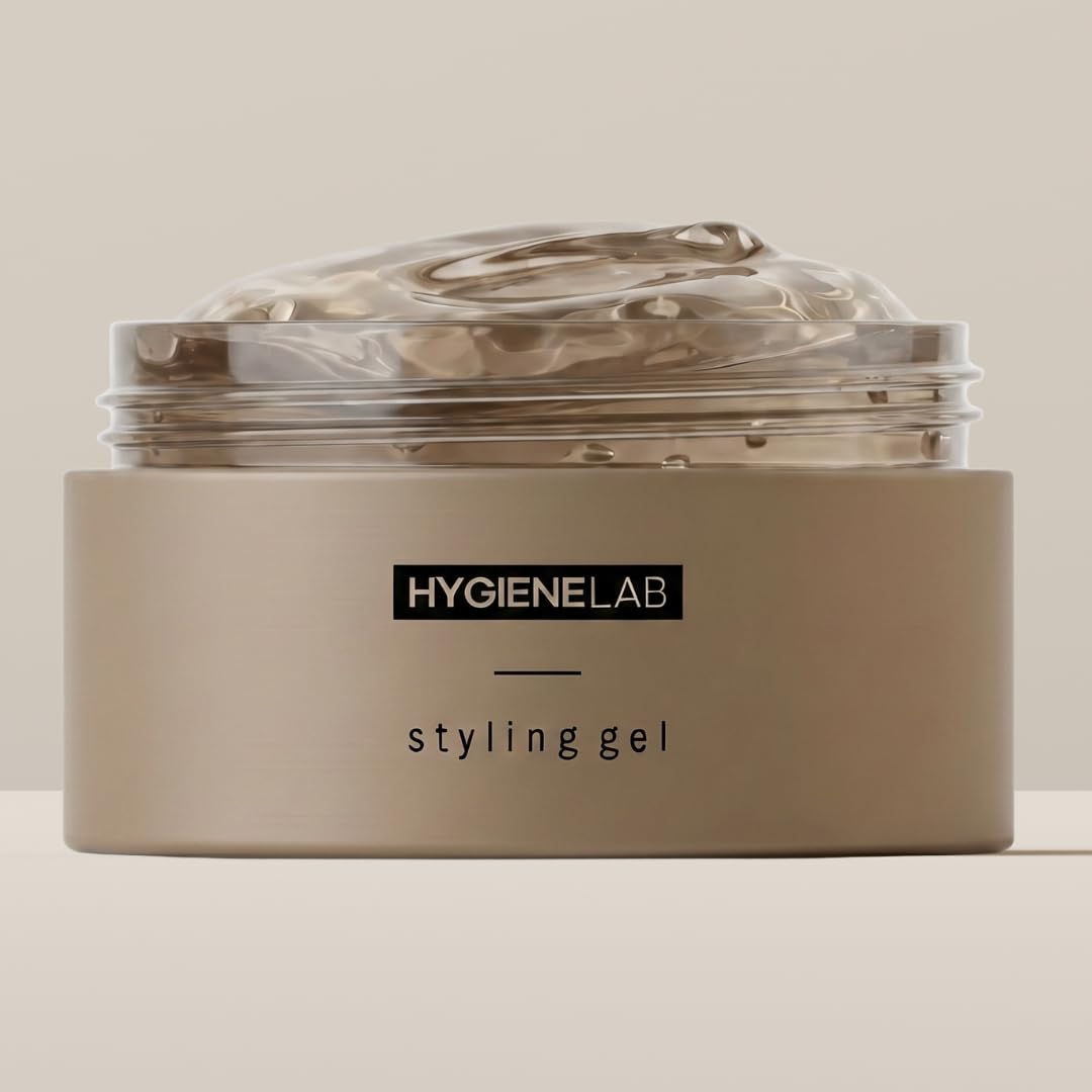 HygieneLab Men's Hair Gel - EWG Verified, Strong Hold, Matte Finish, Weightless Texture, Sandalwood Scent, Non-Toxic Clean Formula, Suitable for All