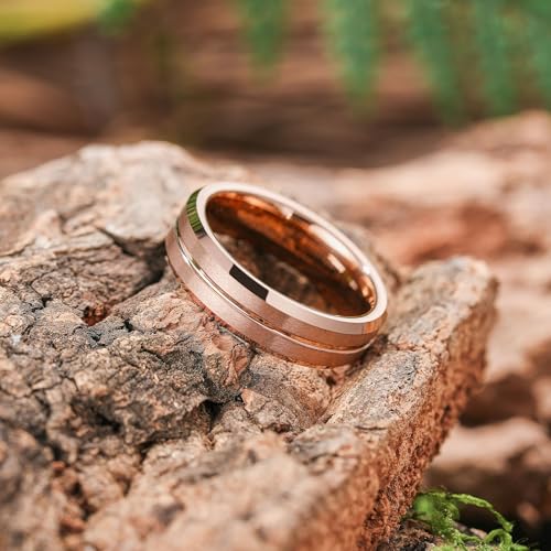 Image of King Will Tungsten Carbide Wedding Band for Men Women-6 /8 /10mm Width Multicolor Available with Grooved Center Wedding Ring Suitable for Work, Gym Comfort Fit Size 4-16