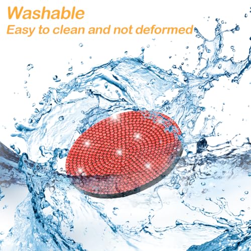 Image of Osilly Bling Car Cup Holder Coaster, 2 Pack Crystal Rhinestone Anti-Slip Insert Coasters, Universal 2.75 Inch Fashion Automotive Cup Mat, Car Interior Accessories Decor Gifts for Women (Red)