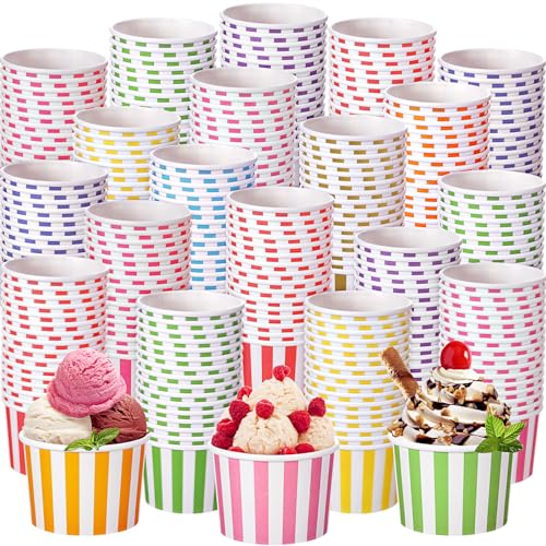 Image of Zeyune 500 Pieces 6.5 oz Ice Cream Cups Disposable Bulk Ice Cream Bowls Yogurt Dessert Cups Disposable Soup Bowls for Snack Hot or Cold Food, Wedding Baby Shower Birthday Party Supplies, 10 Colors