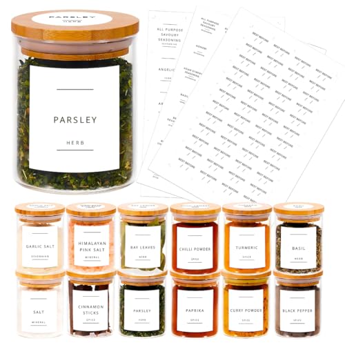 Bamboo Glass Spice Jars Set 200ml