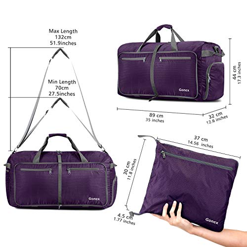 Gonex 150L Travel Duffel Bag Foldable Extra Large Duffle Bag XL Heavy Duty for Men Women for Luggage Shopping Purple