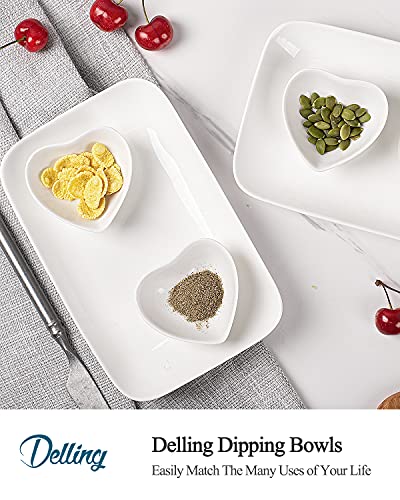 Delling 12 Pack Soy Sauce Dishes/Bowls, Heart Shaped Dip Bowls Set, Sauce Cups/Ceramic Dipping Bowls, Mini Serving Bowls For Side Dishes, Soy Sauce, Ketchup, Sushi, Bbq And Party Dinner- White, 1Oz #TOP7