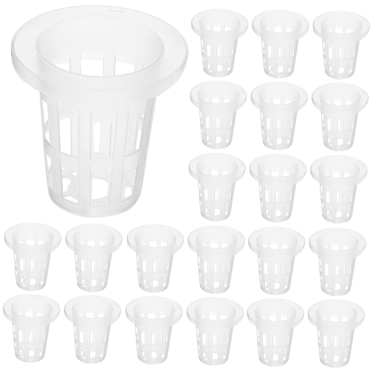 POPETPOP Hydroponic Baskets for Plants 25pcs Net Cups Mesh Pots Baskets Reusable Plastic for Easy Rooting