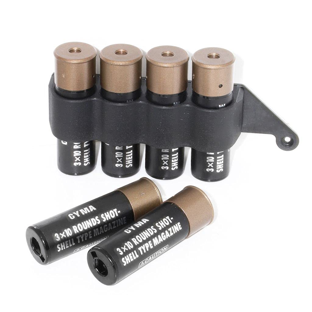 Airsoft Softair Teile CYMA 6pcs Kunststoff Schrotflinte Magazin mit 4-Schale Träger für CYMA Tokyo Marui M870 Shotgun Schwarz