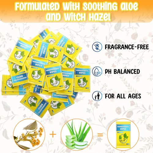 Timgle NEN-TIMGLE-1834 300 Counts Individual Packing Hemorrhoid Wipes Witch Hazel Wipes For Butt Flushable Hemorrhoidal Wipes For Relief Swelling Pain Burning Itching Numbing thumb #2