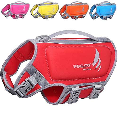VIVAGLORY SkinFriendly Neoprene Dog Life Vests for Swimming