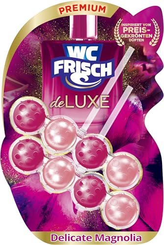 WC FRISCH DeLuxe Delicate Magnolia (2*50 g) WC Reiniger mit zartem Magnolienduft Duftsteine mit Parfümperlen für einen Parfüm-Boost bei jeder Spülung