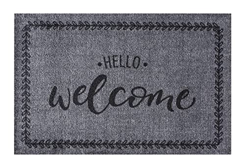 MD-Entree Eingangsmatte Teppichmatte Küchenmatte Küchenteppich Läufer Teppich Fußmatte Küchenvorleger Matte Wohnraummatte, Größe:75x50 cm, Motiv:Hello Welcome Cover