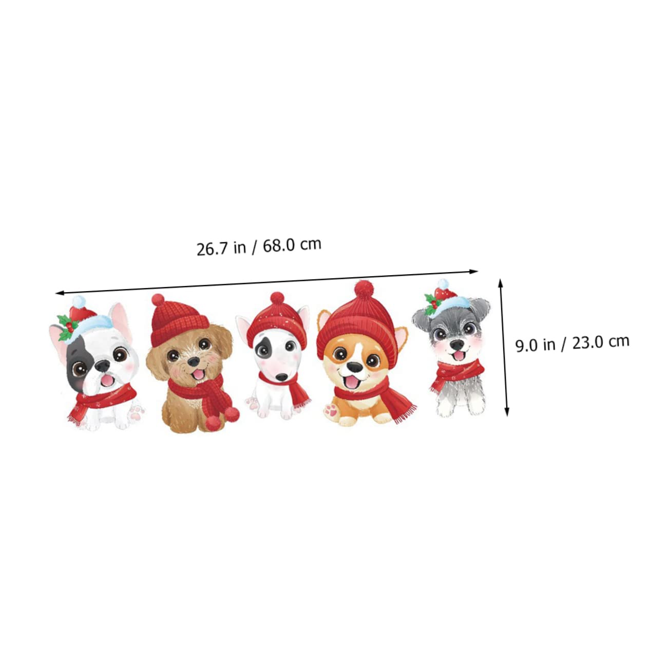 POPETPOP 5 Fogli Vetrofanie natalizie Natale arredamento della camera dei adesivi murali cane cartone animato decorazione per casa adesivo da parete natalizio Adesivi rimovibili pvc
