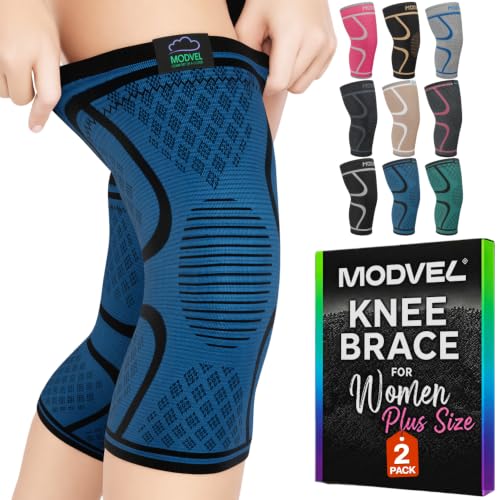 Image of Modvel 2 Pack Knee Brace for Women - Knee Support for Walking, Knee Compression Sleeves for Pain Relief, Knee Sleeves for Women, Knee Brace for Sports, Workouts & Arthritis
