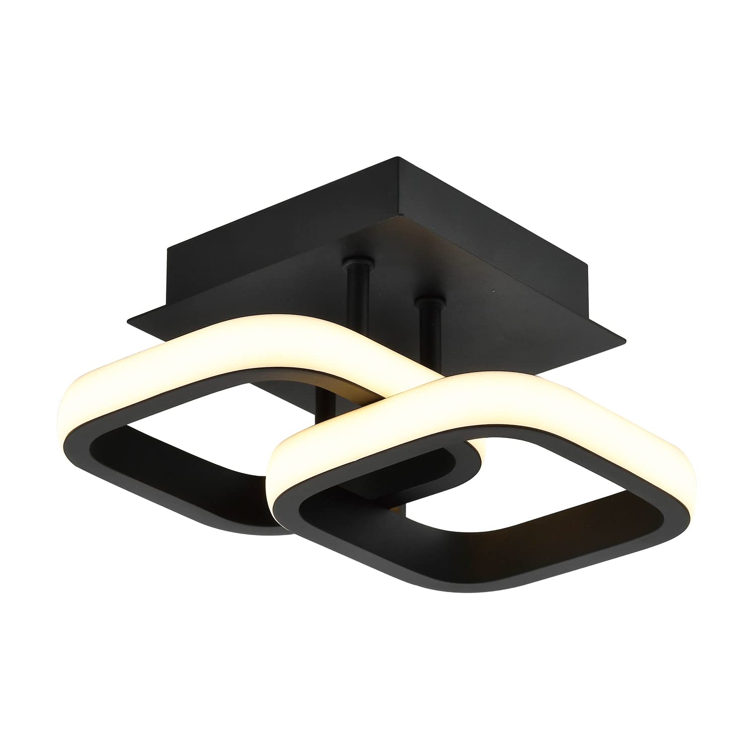 Happy Homewares Matt Black Double Head LED Ceiling Light - Semi-Flush Mount - Modern Design - Metal