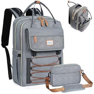 Tonyeee Grauer Wickelrucksack mit Crossbody Flaschentasche