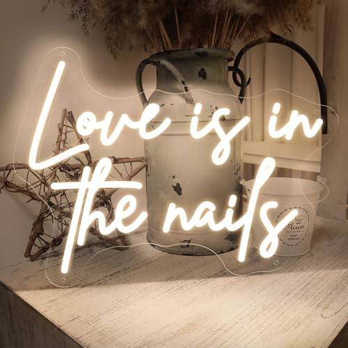 Love is in The Nails Neon Sign Spa Beauty Room Brows Lashed Salon Studio LED Wall Art Decor For...