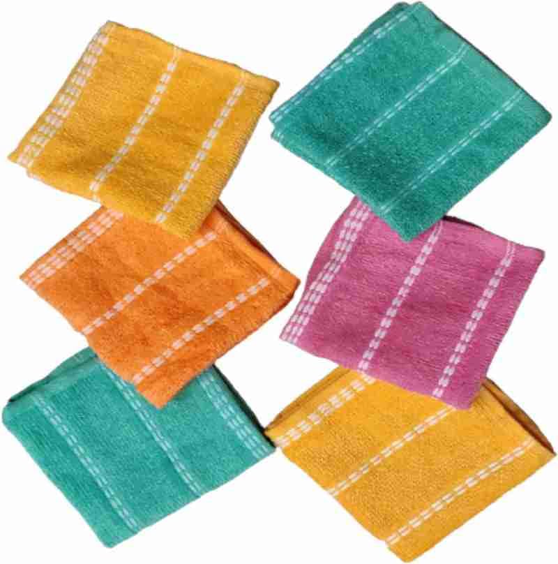 My E Shop Women's and Kid's Soft Cotton Face Towels, Hankies, Handkerchiefs, Small Size -25 × 25 cm. (Multicolour)- Set of 6-image-31
