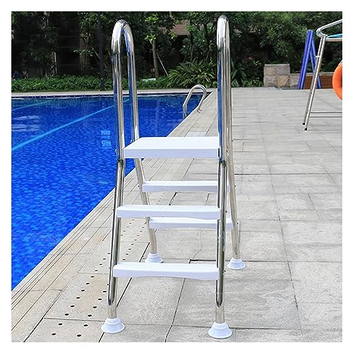 Escalera para piscina de acero inoxidable 4 pasos plata miniatura 1