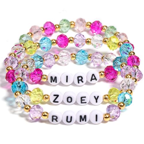 AICase for Kpop Demon Hunters Merch Rumi Zoey Mira Inspired Bracelets 3 Pcs Stackable Stretch Friendship Beaded Crystal Bracelets for Huntrix k pop Unique Merchandise Jewelry Gifts for Fans Women_70