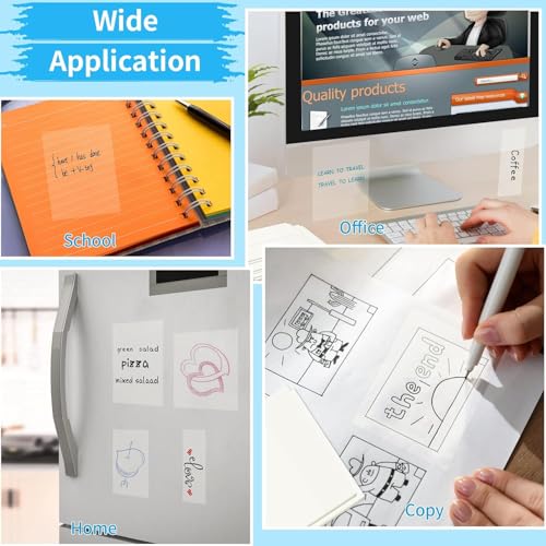 Image of UCRAVO 400 Sheets Transparent Sticky Notes Self Adhesive Clear Sticky Notes for Writing Marking,Annotating Waterproof Reusable Sticky Pads for Office School College Study Planner Journaling Book Tabs