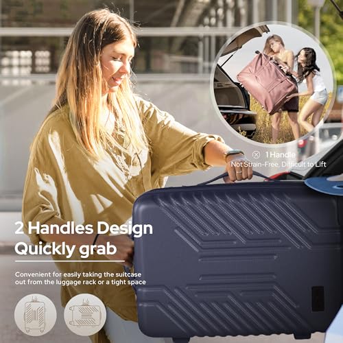 alpha pak 3-Piece Expandable Lightweight Luggage Set with Silent Spinner Wheels & TSA Lock, PC+ABS, for Work, Business,Travel, 20/24/28 in, Navy blue4