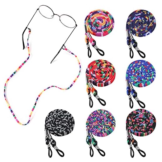 XiYee 7 Piezas Correa Gafas, Gafas de Sol Cuerda, Cadena de Gafas Retenedor Cadenas para Mujer Hombre y Niño, Gafas de Lectura Cordón Fijo, Gafas Étnico Cuerda