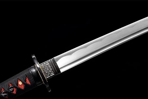 Miniatura 3 de JIHPEN sword - Katana corta, espada wakizashi japonesa hecha a mano de acero al carbono 1045 espiga completa -31 pulgadas