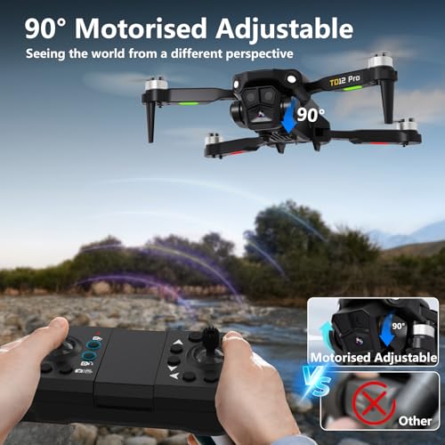 TD12Pro Drone with 1080P HD Camera, Brushless Motor, Optical Flow Positioning, Level 3 Wind Resistance, 3 Speed Modes, Drones for Adults Beginners, Outdoor Photography Foldable RC Quadcopter - Image 6
