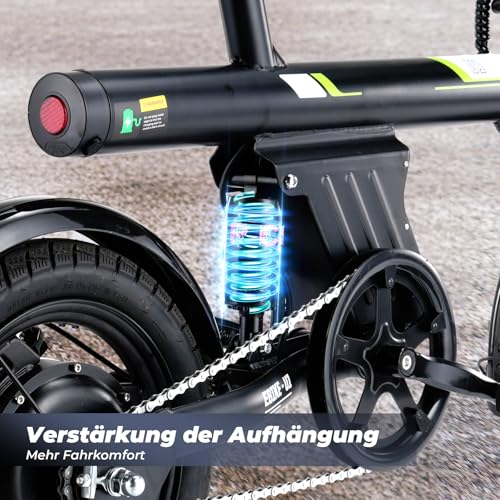 Finbike E Bike für Erwachsene, 7-Gang Elektrofahrräder mit Abnehmbar 7.8/13Ah Akku, 25 km/h,14/26 Zoll EBike für Herren Damen, Electric Bike mit Ablagen, Autolampen – Bild 7