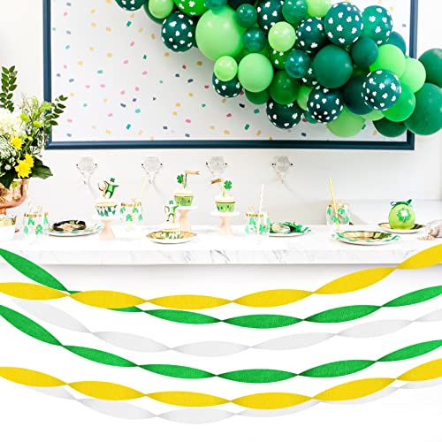 Image of Green-White Yellow Party-Decorations Crepe-Paper Streamers - 9 Rolls Birthday Paper Garland Streamer Neutral Baby Shower Sping Summer Garden Tea Party Decor Panduola