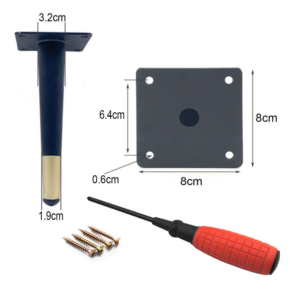 Gambe per mobili in Metallo, affusolate, per Divano, Armadio, Tavolo, con Base in Ottone, carico Massimo 800 kg, Set di 4, Cono Dritto 40 cm/15,7 Pollici