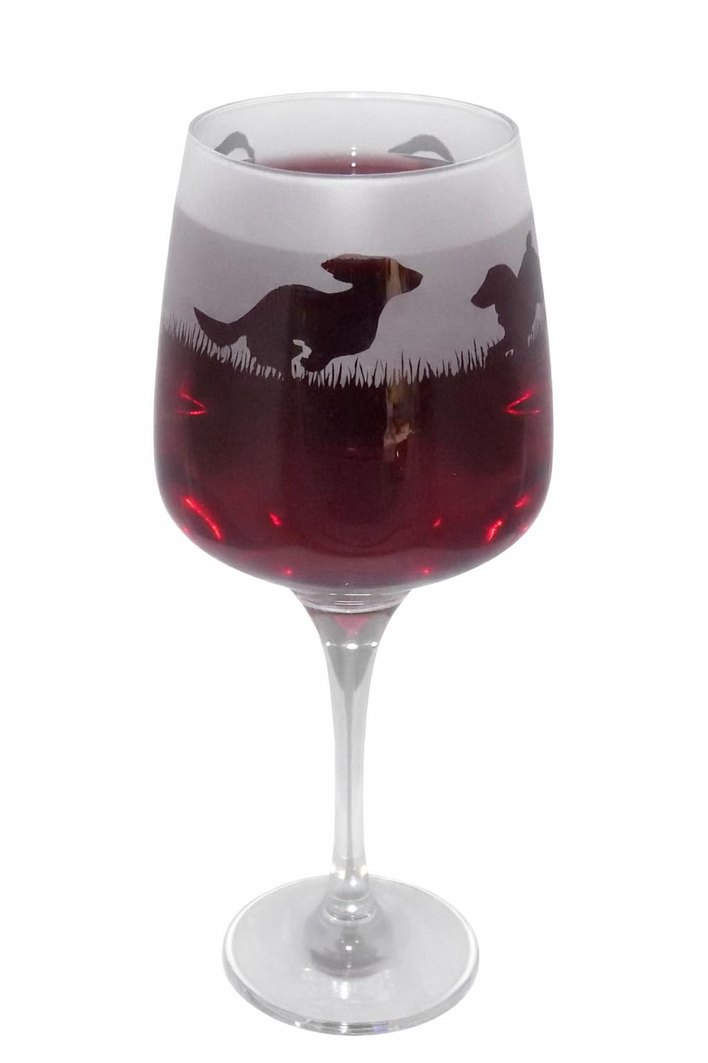Beautiful 'Long Haired Dachshund' Hand Etched Stemmed Wine Glass - Lovely Long Haired Dachshund Owner Gift!
