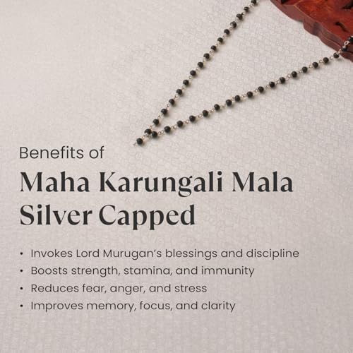 Image of Astrotalk Silver Capped Karungali Malai 6 mm (54+1 Beads) | Karungali Mala Original for Lord Murugan Blessings | Evil Eye Protection & Mangal Dosh | Ideal for Puja & Gift items