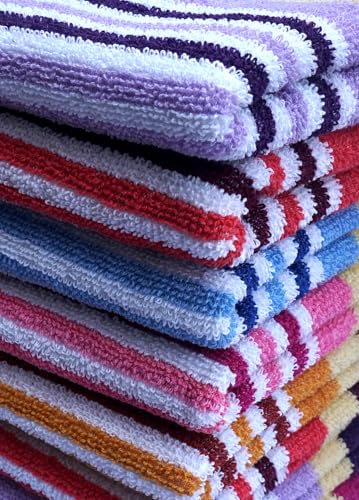 Image of Space Fly 500 GSM Cotton Hand Towels 11x17 Inch - Pack of 1 Soft & Absorbent Striped Face Towels - Quick Dry, Lightweight, Skin-Friendly - for Kitchen, Gym, Bath, Travel