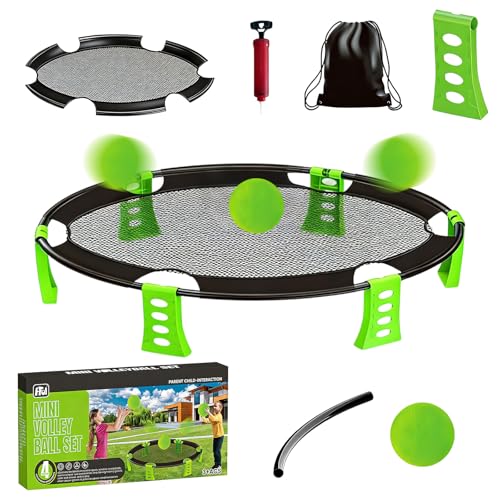 Atomvia18 PCS Roundnet Game Set Outdoor for Spike Ball Game with Net Frame 3 Balls Pump Carry Bag Garden Beach Outdoor Games for Adults Kids