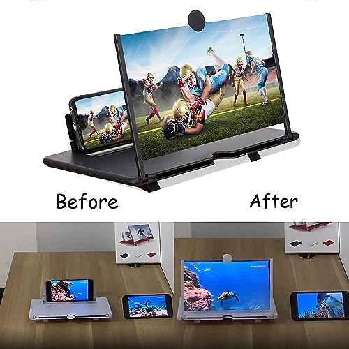 TELA AMPLIFICADOR CELULAR LUPA TELEFONE SUPORTE DOBRÁVEL 3D 12' AUMENTO LENTE HD POLEGADAS PROJETOR