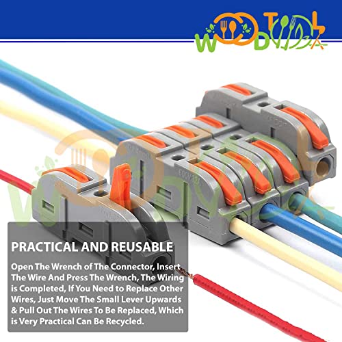 Image of Quick Electrical Connector - 1 to 1 Inline Wire Connectors - Splicing Assortment - Wire Terminals for Circuit - Lever Connectors (4pcs, 1 to 1 Inline, Orange)