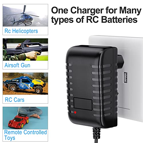 RC Ladegerät für NIMH/NICD-Batterien - 2-10s Akku Ladegerät für RC Car/Boot/Flugzeug/Drohne/Airsoft/Modell - Mit 9 Universaladaptern, 500-1000 mA Ladeströmung – Bild 8