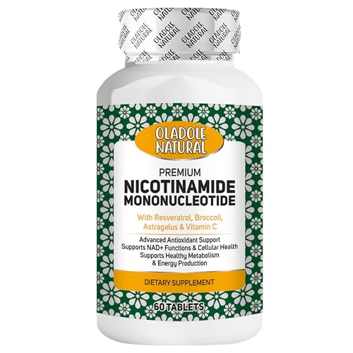 Oladole Natural NMN (Nicotinamide Mononucleotide) 300mg-60 Tablets | Boosts NAD+ Levels | Cellular Repair Antioxidant Defense & Muscle Strength | With Resveratrol Broccoli Astragalus & Vitamin C