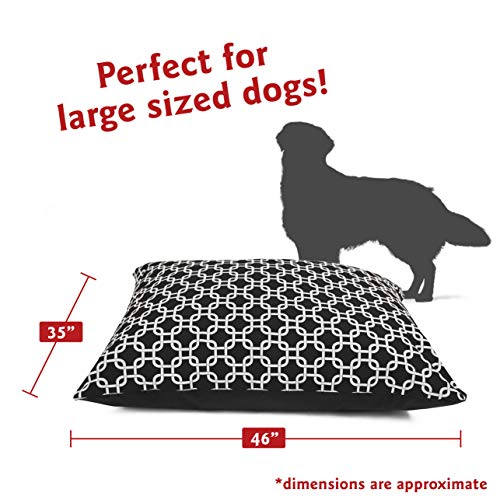 Image of Majestic Pet Rectangle Large Dog Bed Washable - Non Slip Comfy Pet Bed - Dog Crate Bed Super Value Pillow Dog Bed - Dog Kennel Bed for Sleeping - Dog Bed Large Breed 46 x 35 Inch - Links Black